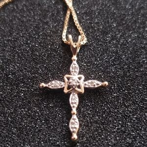 Gold diamond cross necklace